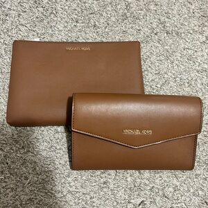 Michael Kors Tan Clutch and Wristlet Set